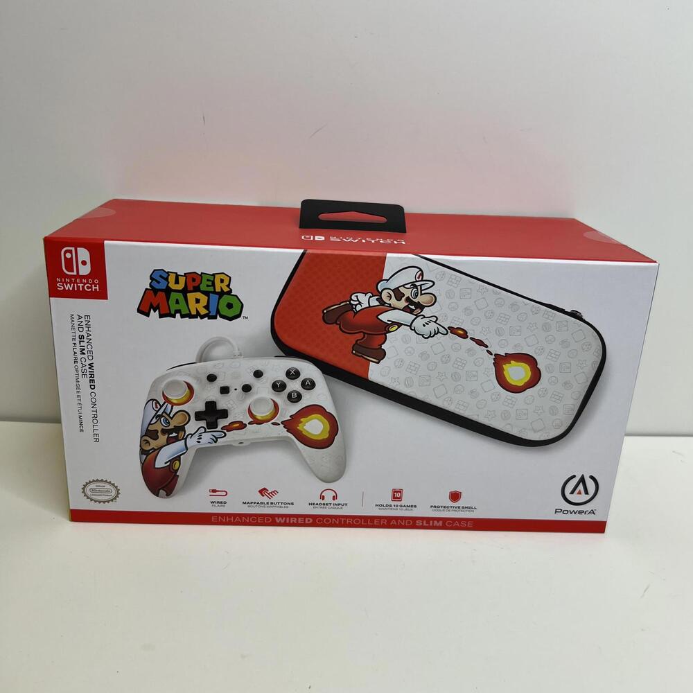 PowerA Super Mario Nintendo Switch Wired Controller & Slim Case NIB